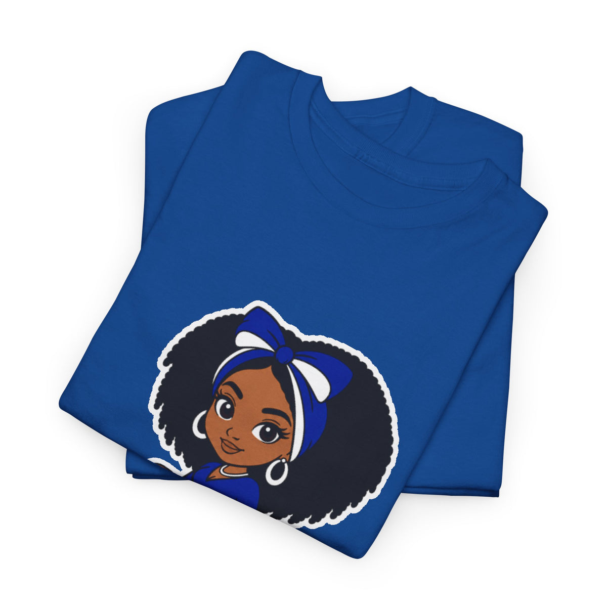 Soror Cartoon Girl T-Shirt | Black Girl Magic, Blue Accents