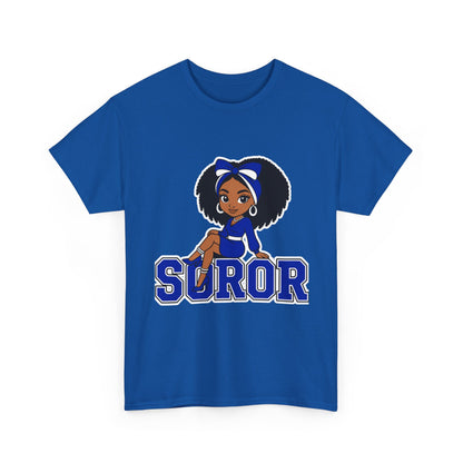Soror Cartoon Girl T-Shirt | Black Girl Magic, Blue Accents