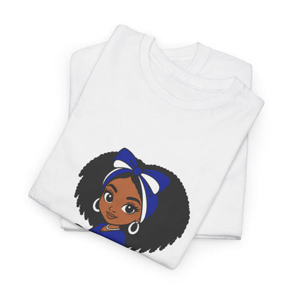Soror Cartoon Girl T-Shirt | Black Girl Magic, Blue Accents
