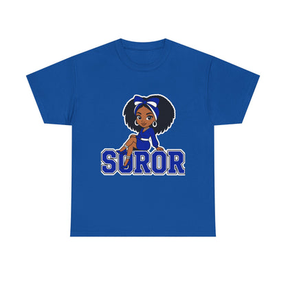 Soror Cartoon Girl T-Shirt | Black Girl Magic, Blue Accents